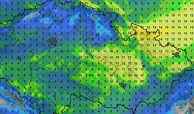 Napadne i přes deset centimetrů sněhu, ukázali meteorologové mapu srážek